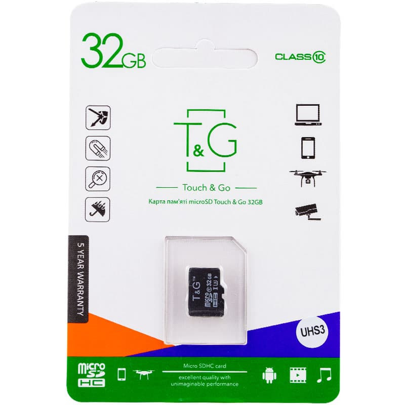 Карта памяти T&G microSDHC (UHS-3) 32 GB class 10 (без адаптера) (Черный)