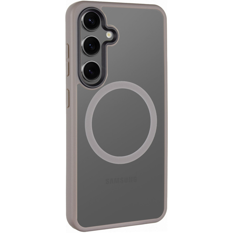 TPU+PC чехол Metal Buttons with Magnetic Safe Colorful для Samsung Galaxy S25 (Серый / Grey)
