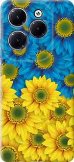 Чехол Жёлто-голубые цветы для Infinix Hot 40 Pro