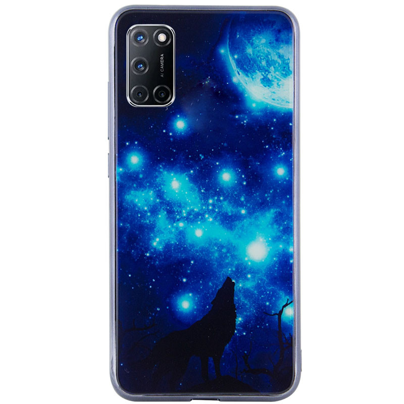 

TPU+Glass чехол Fantasy с глянцевыми торцами для Oppo A92 (Лунная ночь) 915287