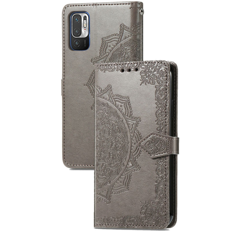 Кожаный чехол-книжка Art Case с визитницей для Xiaomi Redmi Note 10 5G / Poco M3 Pro (Серый)
