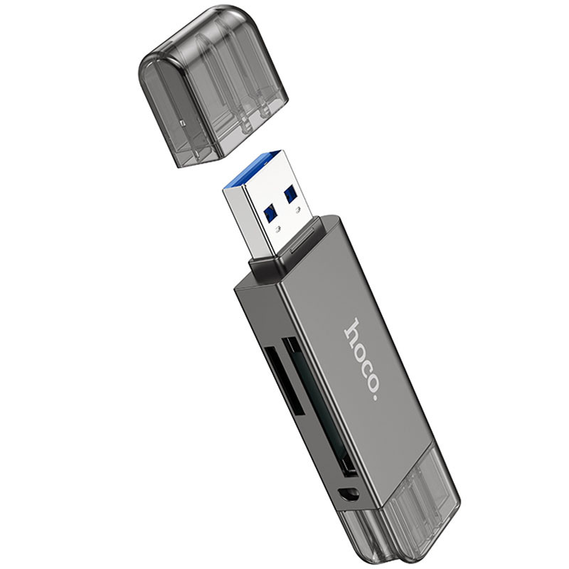 Фото Картридер Hoco HB39 USB/Type-C 3.0 high-speed card reader (Metal gray) на vchehle.ua