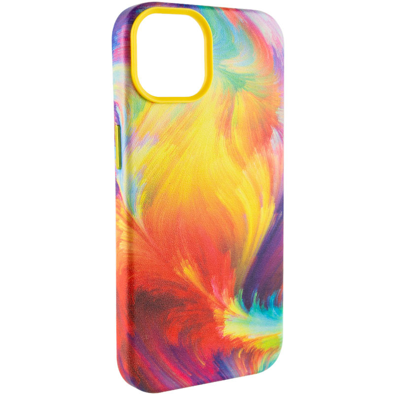 Фото Шкіряний чохол Colour Splash with Magnetic Safe на Apple iPhone 12 Pro Max (6.7") (Yellow / Red) на vchehle.ua