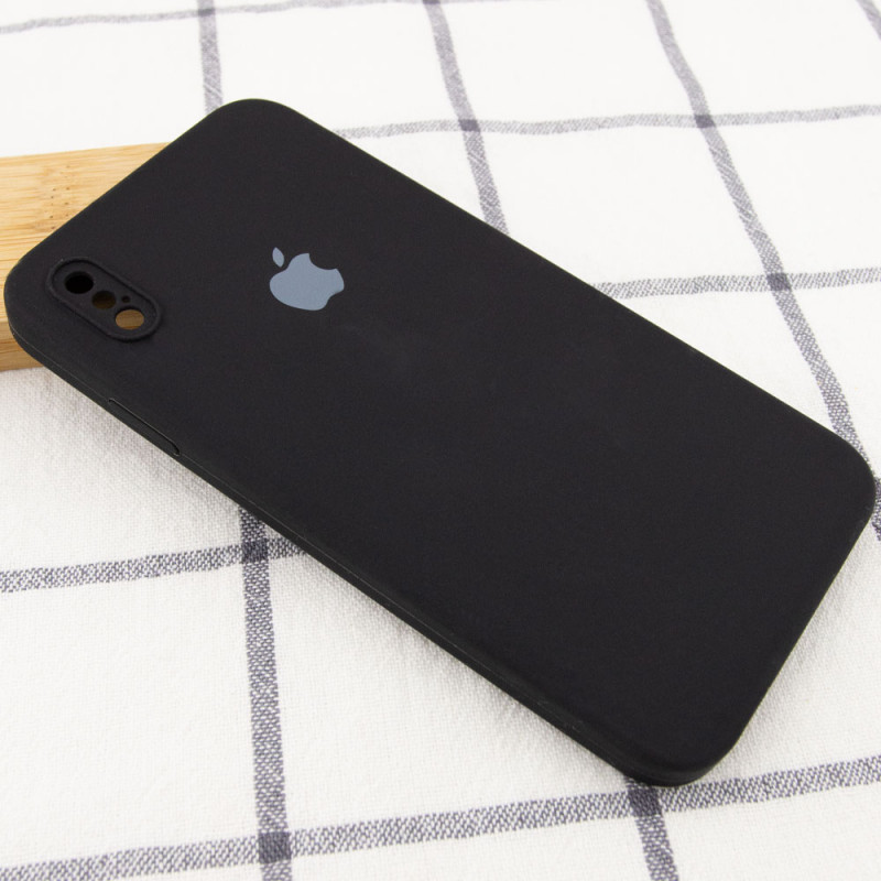 Фото Чохол Silicone Case Square Full Camera Protective (AA) для Apple iPhone X / XS (5.8") (Чорний / Black) на vchehle.ua