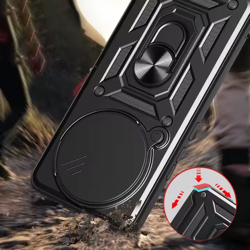 Ударостійкий чохол Camshield Serge Ring на Xiaomi Redmi Note 14 Pro 5G / Poco X7 (Чорний) в магазині vchehle.ua