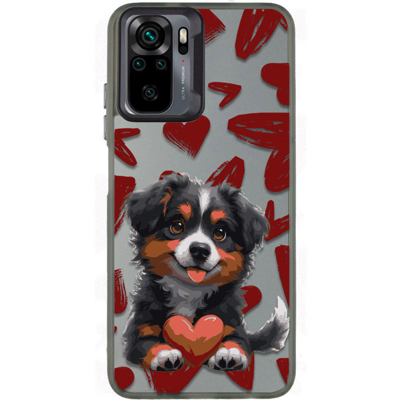 TPU+PC чехол TakiTaki Love magic glow для Xiaomi Redmi Note 10 / Note 10s (Lovely dog / Black)