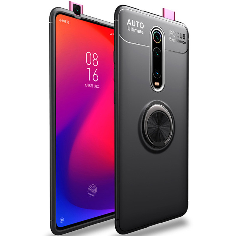 TPU чохол Deen ColorRing під магнітний тримач (opp) на Xiaomi Redmi K20/K20 Pro/Mi9T/Mi9T Pro (Чорний / Чорний)