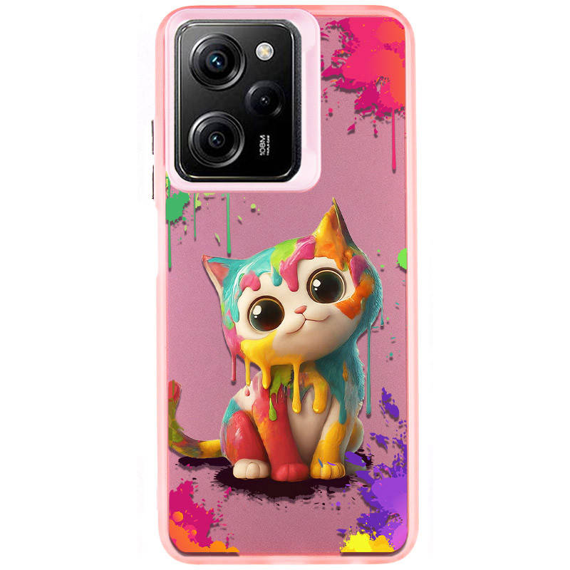 TPU+PC чехол TakiTaki Graffiti magic glow для Xiaomi Poco X5 Pro 5G / Note 12 Pro 5G (Colorful cat / Pink)