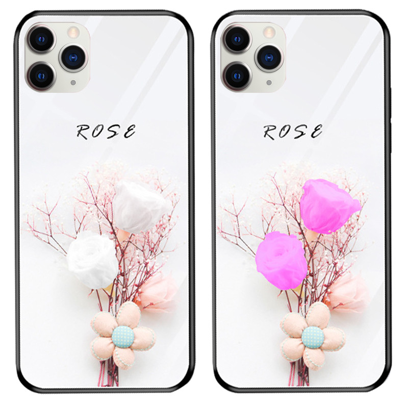 

TPU+Glass чехол светящийся в темноте для Apple iPhone 11 Pro (5.8") (Rose /Белый) 775926