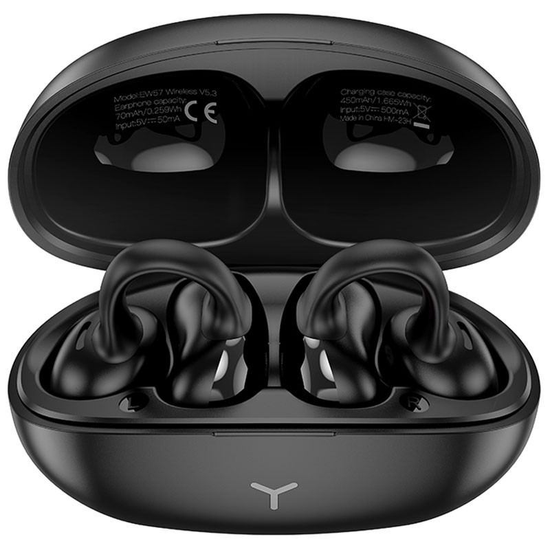 Фото Беспроводные TWS наушники Hoco EW57 Auspicious clip-on (Galaxy black) на vchehle.ua