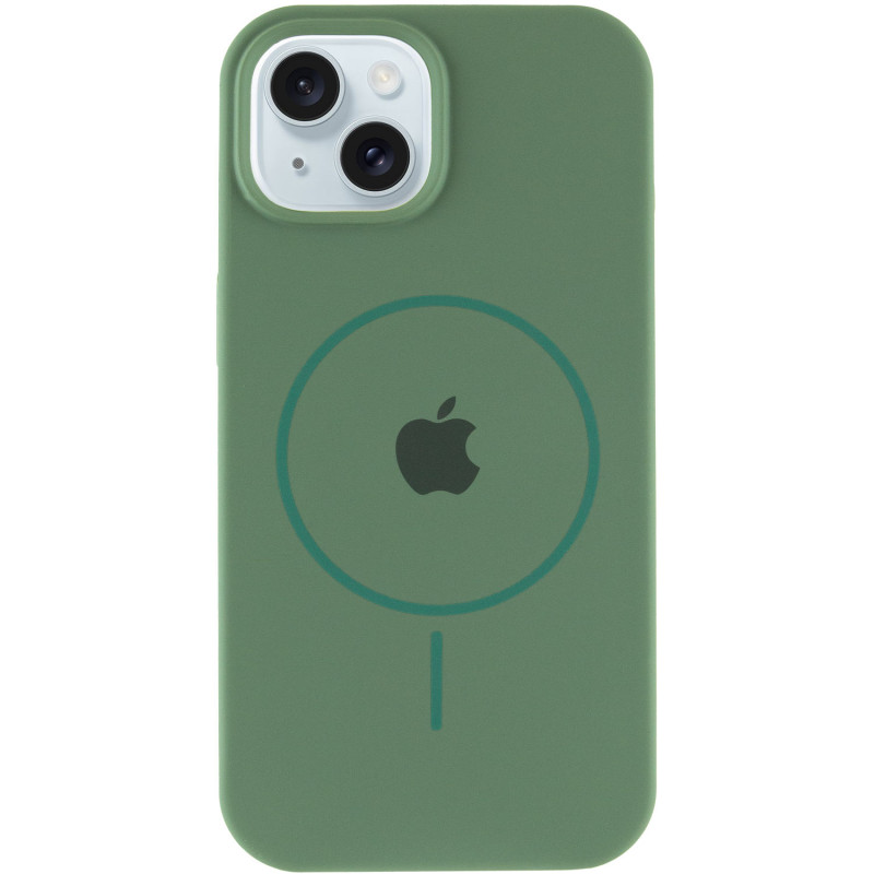 Фото Чохол Silicone Case Full Protective (AA) with Magnetic Safe на Apple iPhone 15 Plus (6.7") (Зелений / Pine green) на vchehle.ua