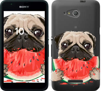 

Чехол Мопс и арбуз для Sony Xperia E4g 843684