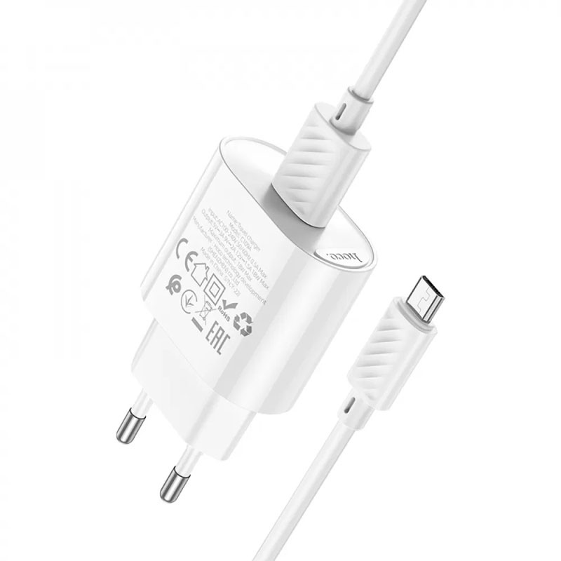 Фото СЗУ Hoco C109A Fighter QC3.0 18W (1USB-A) + кабель USB to MicroUSB (White) на vchehle.ua