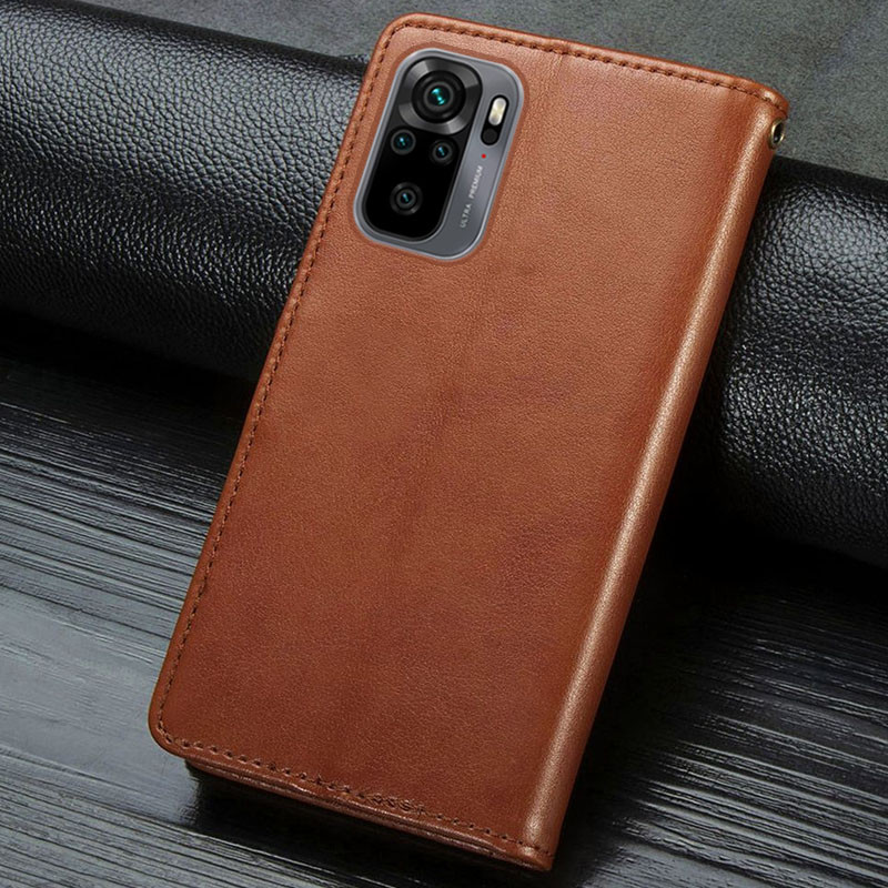 Купити Шкіряний чохол-книжка GETMAN Gallant (PU) для Xiaomi Redmi Note 10 / Note 10s (Коричневий) на vchehle.ua