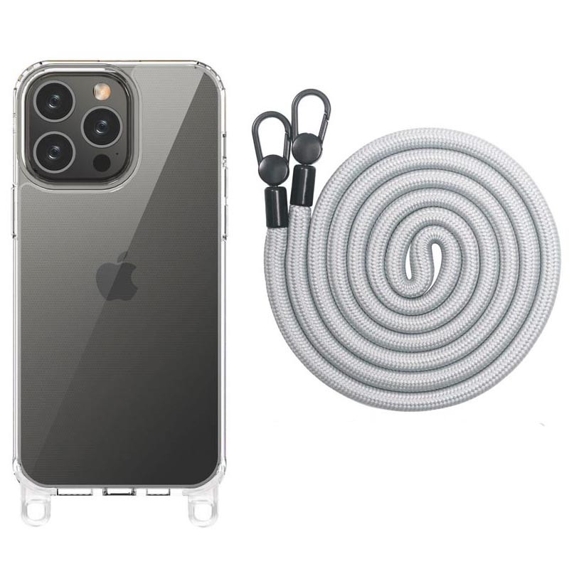 Чехол TPU Transparent with Straps для Apple iPhone 13 Pro Max (6.7") (Grey)