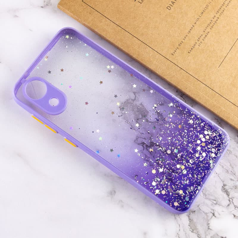 TPU чохол Spangle star із захистом камери на Samsung Galaxy A03 Core (Бузковий) в магазині vchehle.ua