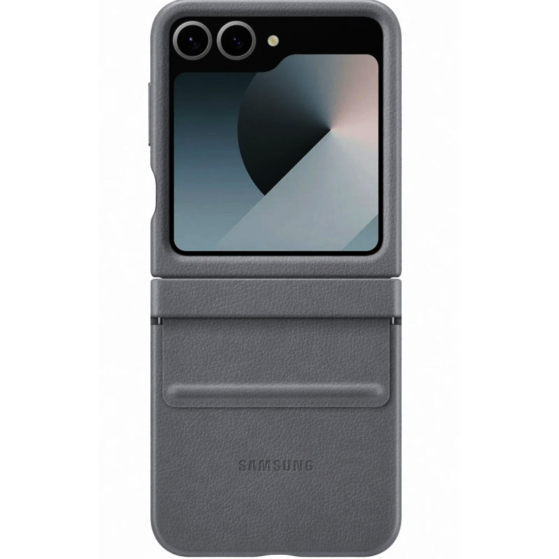 Кожаный чехол Leather Case (AAA) для Samsung Galaxy Z Flip7 (Dark Gray)