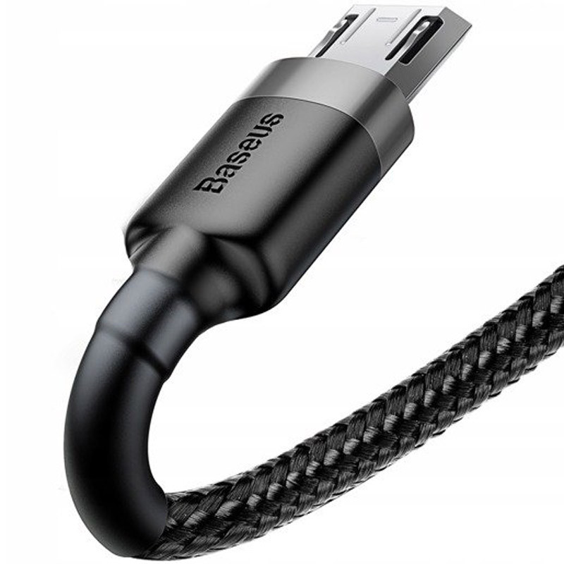 Дата кабель Baseus Cafule MicroUSB Cable 2.4A (0.5m) (CAMKLF-A) (Сірий / Чорний) в магазині vchehle.ua