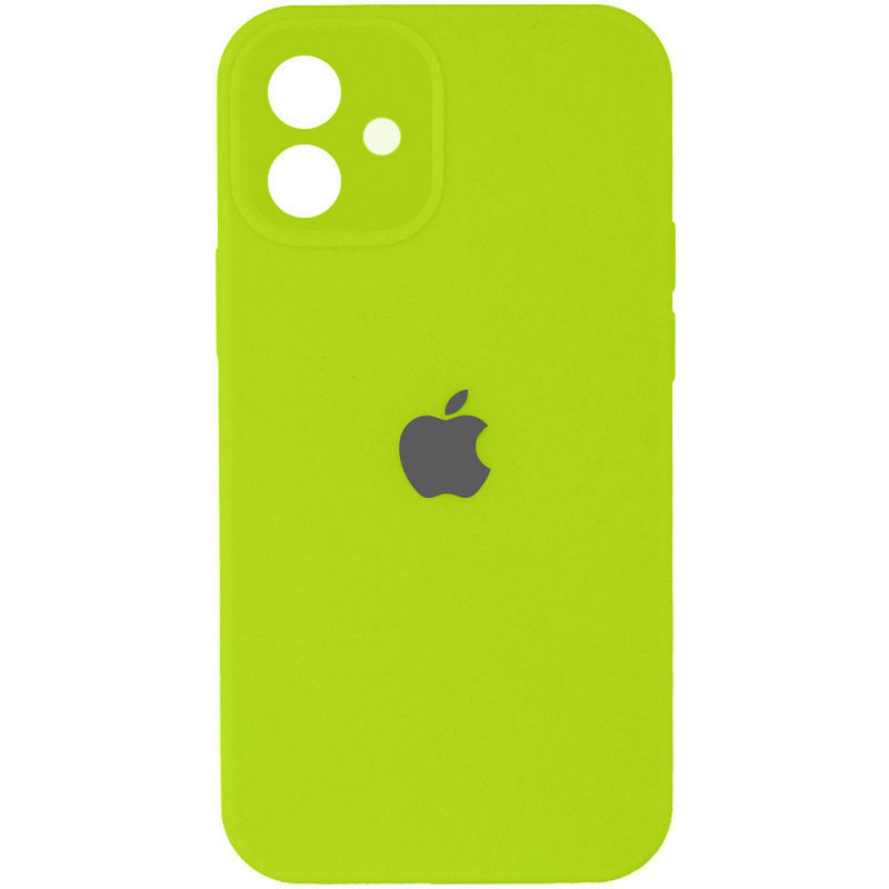 Чехол Silicone Case Full Camera Protective (AA) для Apple iPhone 12 (6.1") (Кислотно-зеленый / Acid Green)