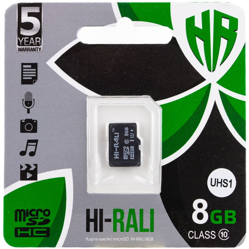 Карта памяти Hi-Rali microSDHC (UHS-1) 8 GB class 10 (без адаптера)