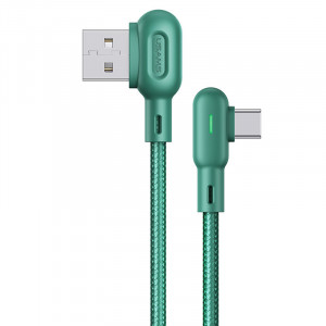 Дата кабель USAMS US-SJ457U57 Type-C Dual Right-angle Cable With Colorful Light (1.2m)