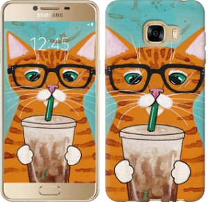 Чехол Зеленоглазый кот в очках для Samsung Galaxy C5 C5000