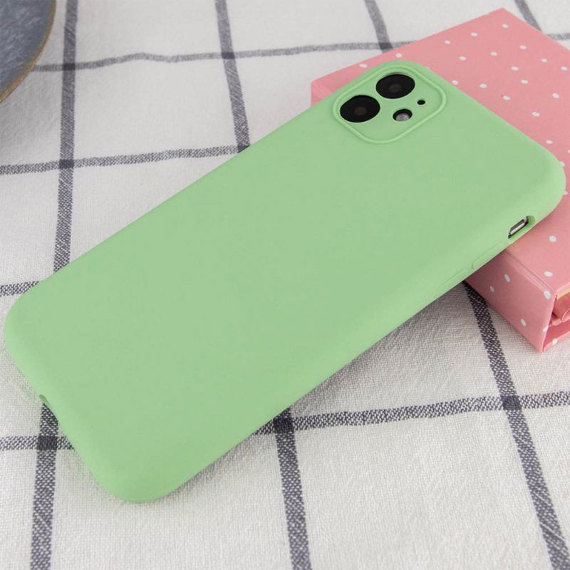 Фото Чехол Silicone Case Full Camera Protective (AA) NO LOGO для Apple iPhone 12 (6.1") (Мятный / Mint) на vchehle.ua