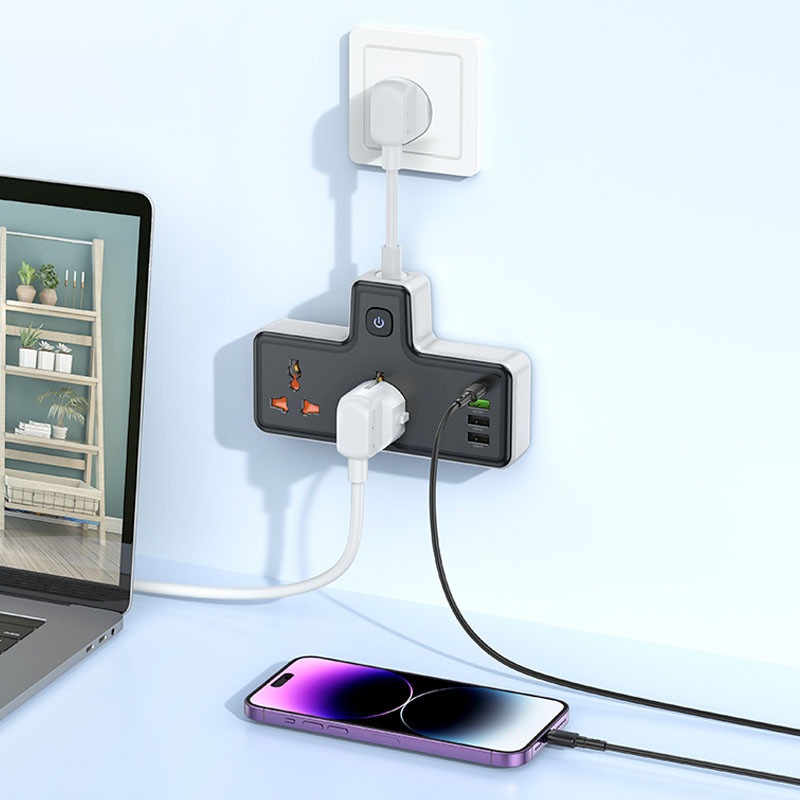 Фото Подовжувач Hoco AC12A Reise (PD30W/1C3A) + Socket (Black) в маназині vchehle.ua