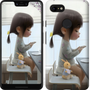 Чехол Милая девочка с зайчиком для Google Pixel 3a XL