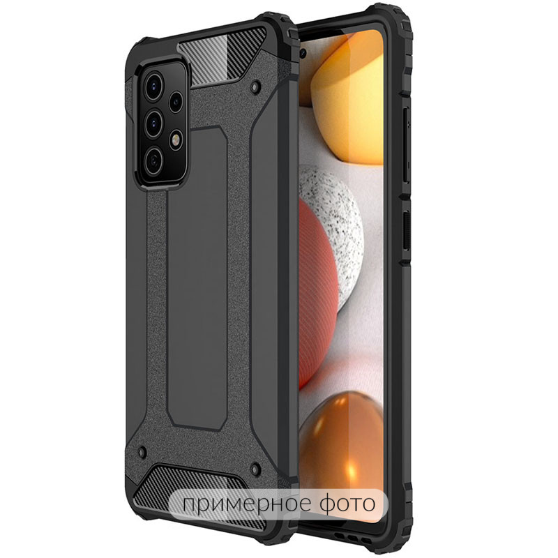 Броньований протиударний TPU+PC чохол Immortal на Oppo A15s / A15 (Метал / Gun Metal)