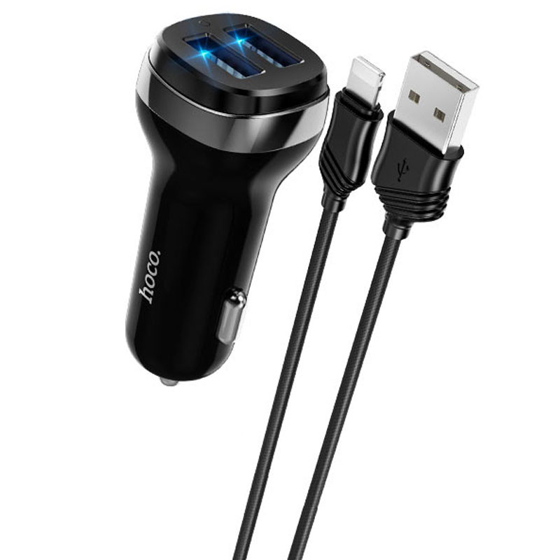 Фото АЗУ Hoco Z40 (2USB 2.4A) + Lightning (Черный) на vchehle.ua