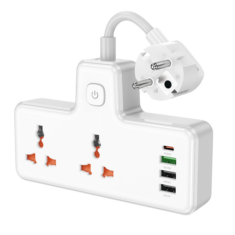 Фото Подовжувач Hoco AC12A Reise (PD30W/1C3A) + Socket (White) на vchehle.ua