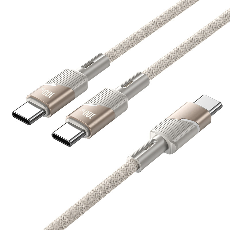 Фото Дата кабель Hoco U139 Type-C to Type-C/Type-C 100W (1.2m) (Gold) в маназині vchehle.ua