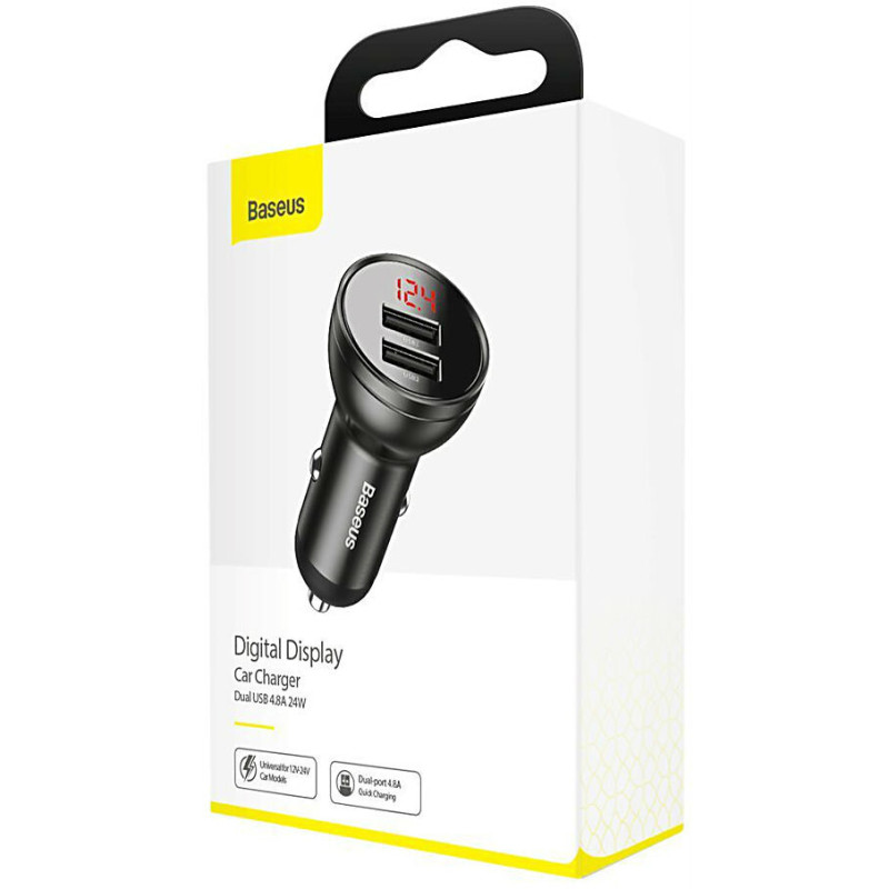 Замовити Уцінка АЗП Baseus Digital Display Dual USB 4.8A Car Charger 24W (CCBX) (Розкрита упаковка / tarnish) на vchehle.ua