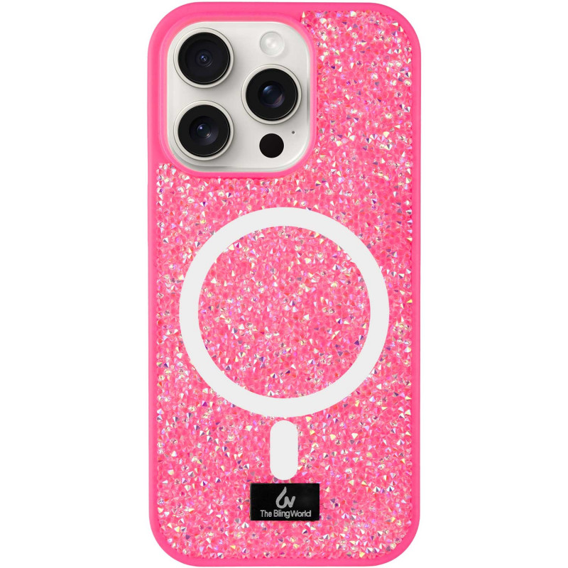 TPU чохол Bling World Rock Diamond with Magnetic Safe на Apple iPhone 16 Pro (6.3") (Rose )