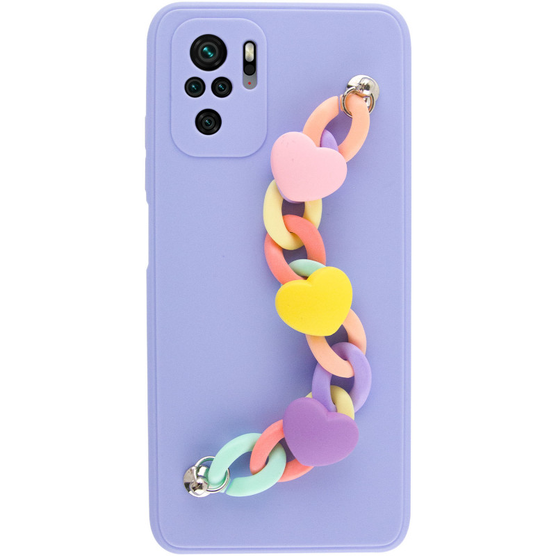 Фото Чехол Chained Heart c подвесной цепочкой для Xiaomi Redmi Note 10 / Note 10s (Lilac Blue) на vchehle.ua