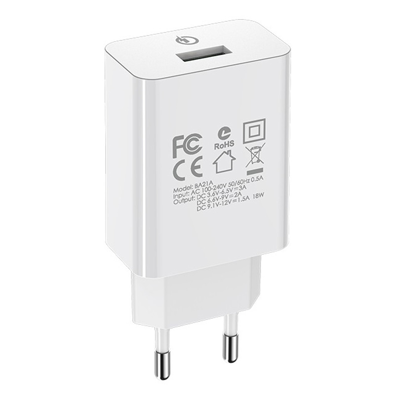МЗП Borofone BA21A Long journey QC3.0 (1USB/3A) (Білий) в магазині vchehle.ua