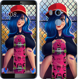 

Чехол Прикольная девочка со скейтбордом для HTC U11 Plus 618156