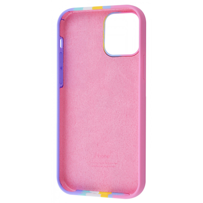 Фото Чохол Silicone case Full Rainbow на Apple iPhone 13 Pro (6.1") (Рожевий / Бузковий) на vchehle.ua