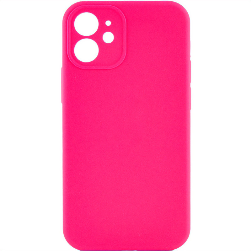 Чохол Silicone Case Full Camera Protective (AA) NO LOGO на Apple iPhone 12 (6.1") (Рожевий / Barbie pink)