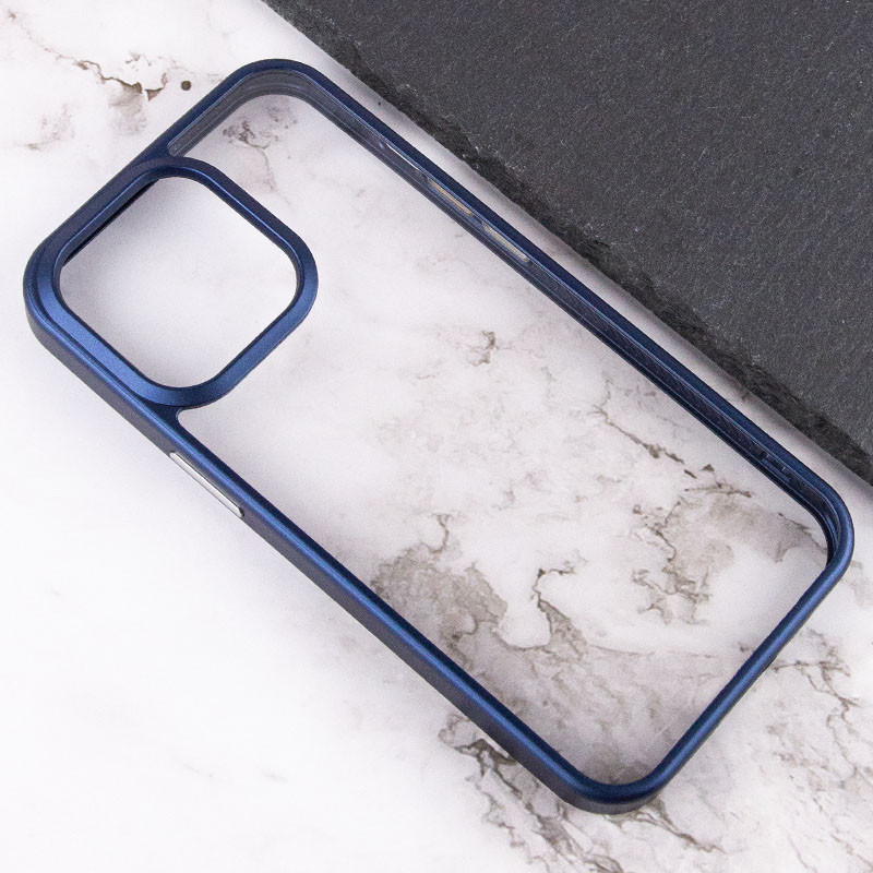 Фото TPU+PC чехол Chrome Buttons для Apple iPhone 13 (6.1") (Синий) на vchehle.ua