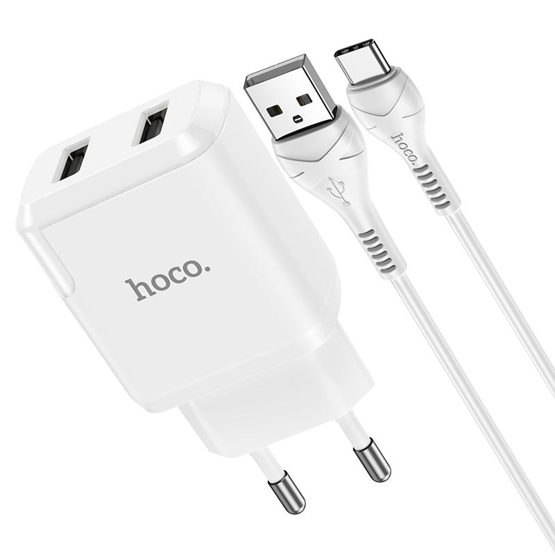 Фото Уцінка МЗП HOCO N7 (2USB/2,1A) + USB - Type-C (Дефект упаковки / Білий) на vchehle.ua