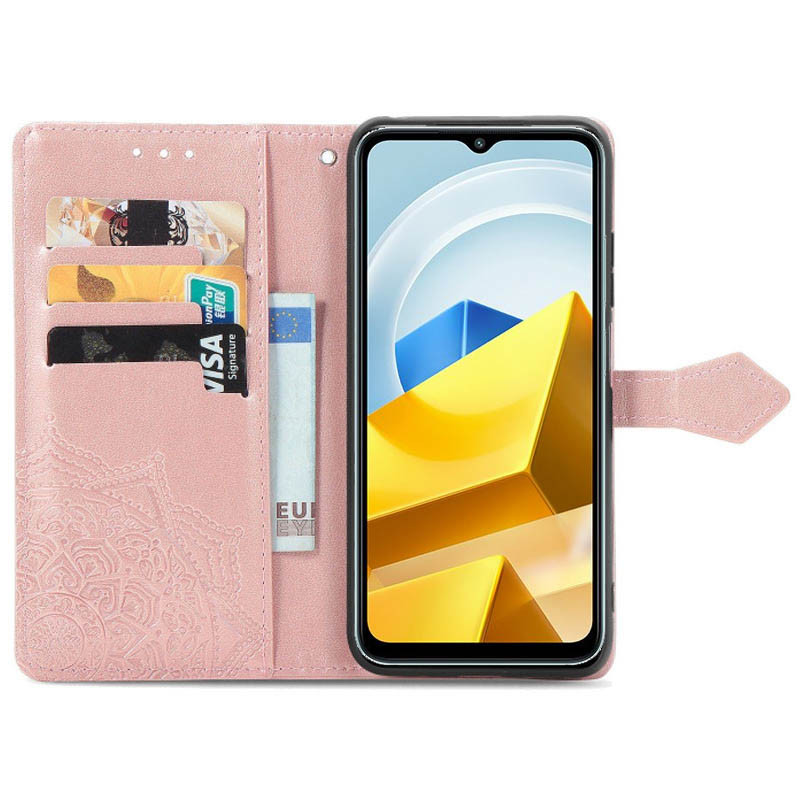 Фото Шкіряний чохол (книжка) Art Case з візитницею на Xiaomi Poco M5 (Рожевий) на vchehle.ua