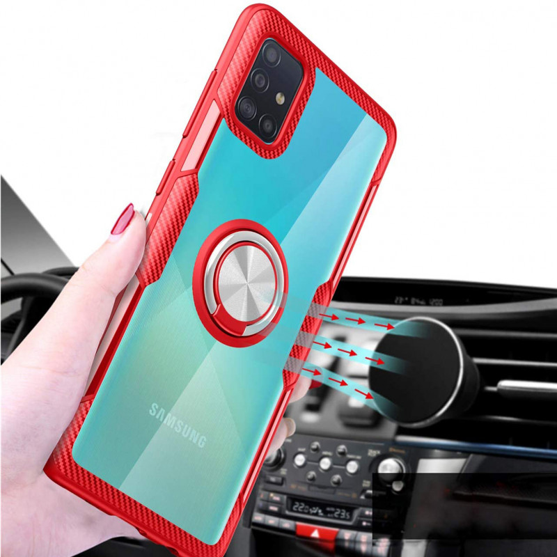 

TPU+PC чехол Deen CrystalRing for Magnet (opp) для Samsung Galaxy A51 (Бесцветный / Красный) 883709