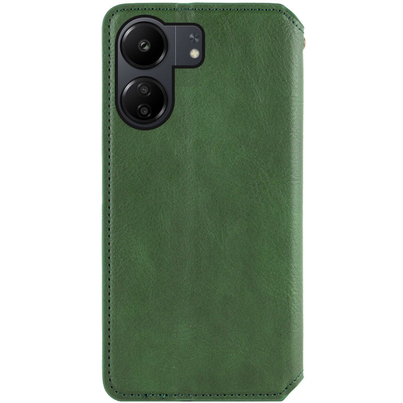 Фото Кожаный чехол-книжка GETMAN Cubic (PU) для Xiaomi Redmi 13C / Poco C65 (Зеленый) на vchehle.ua