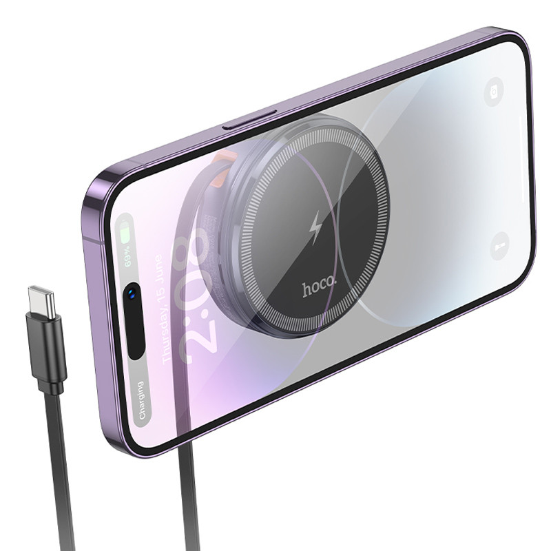 Купить БЗУ Hoco CQ18 Flash 2in1 Magnetic + iWatch (with retractable cable Type-C) (Metal gray) на vchehle.ua