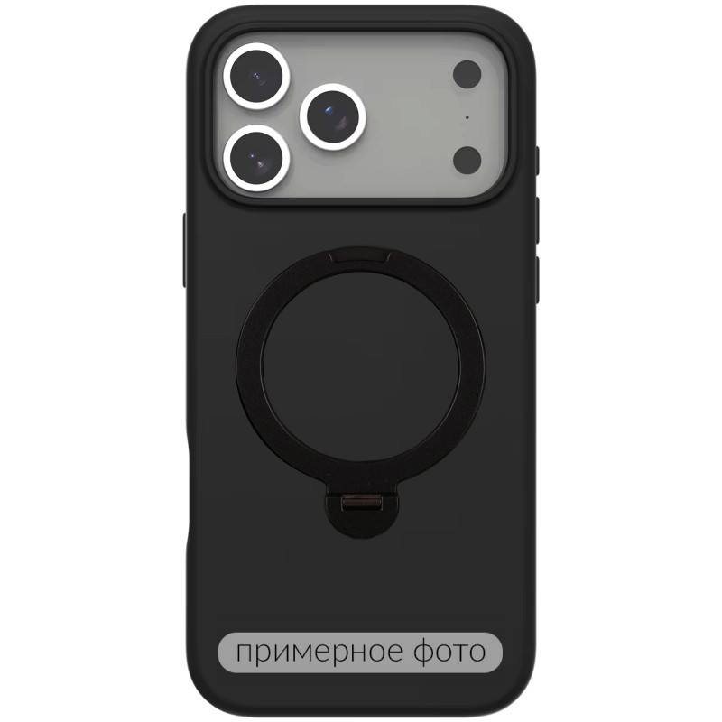 TPU+PC чохол Metal Buttons with Magnetic Safe Colorful HQ Ring для Apple iPhone 17 (6.3") (Black)