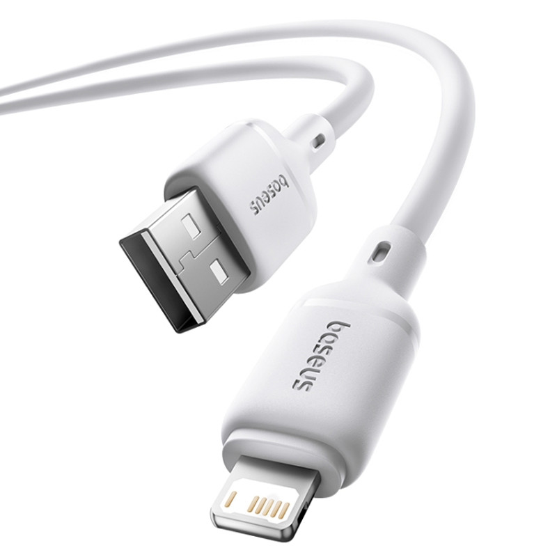 Дата кабель Baseus Silky Series OS Fast Charging USB to Lightning 2.4A (1m) (P1037770) (Moon White) в магазині vchehle.ua