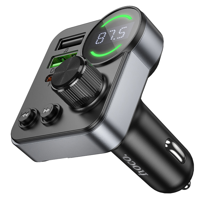 АЗП FM модулятор Hoco E86 Alegria PD30W+QC3.0 48W (2USB-A/1C) (Black) в магазині vchehle.ua