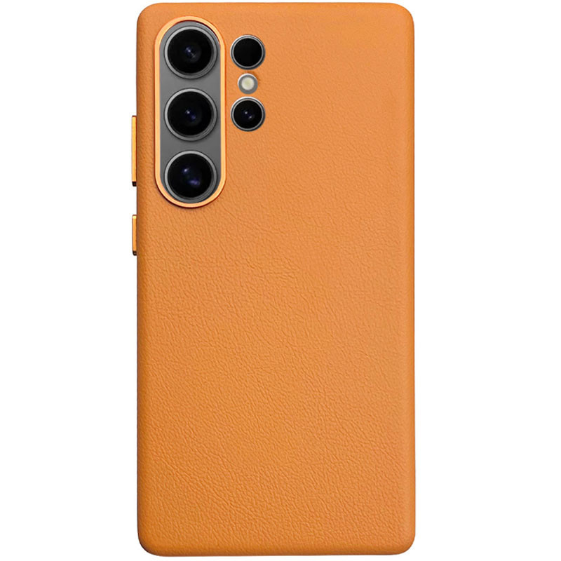 Шкіряний чохол Leather Case (AAA) на Samsung Galaxy S25 Ultra (Orange)